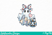 Halloween Blue Denim Ghost Png, an Illustration by Watercolor design (Thumbnail 1 of 3)