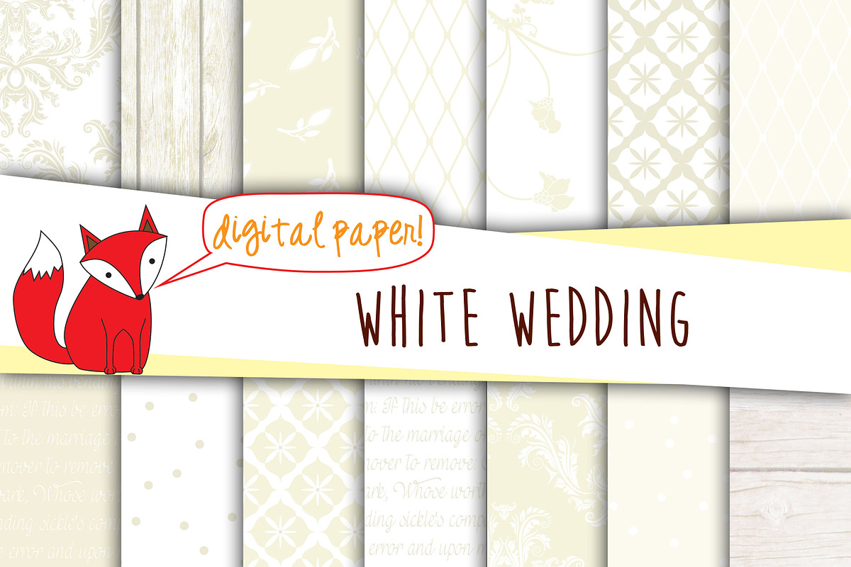 White Wedding Digital Paper Pack, a Background Graphic by Foxy Digital Paper (Photo 1 of 2)
