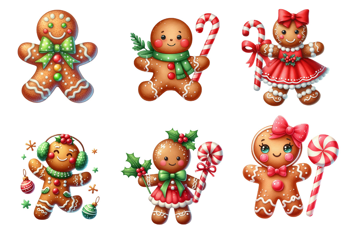 Watercolor Gingerbread Man Clipart, an Illustration by SinaCreation (Photo 4 of 7)