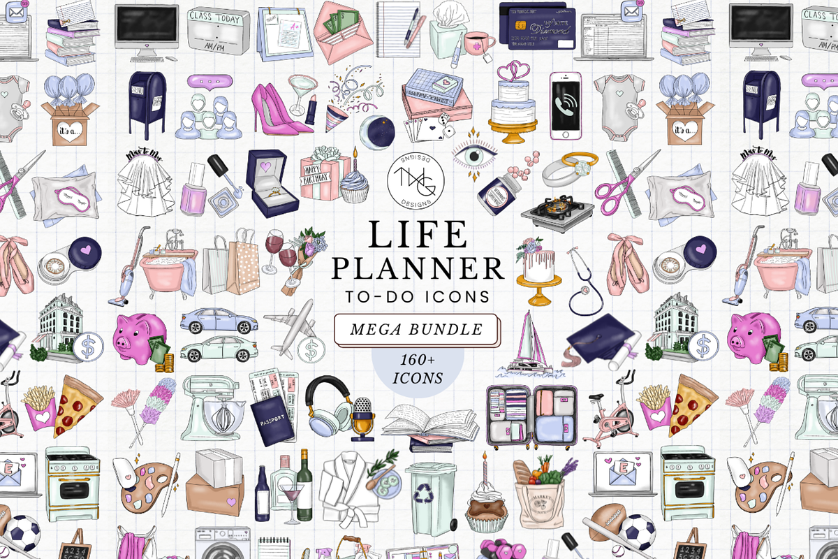 Life Planner To Do Icons, an Illustration by TWG Designs (Photo 1 of 10)