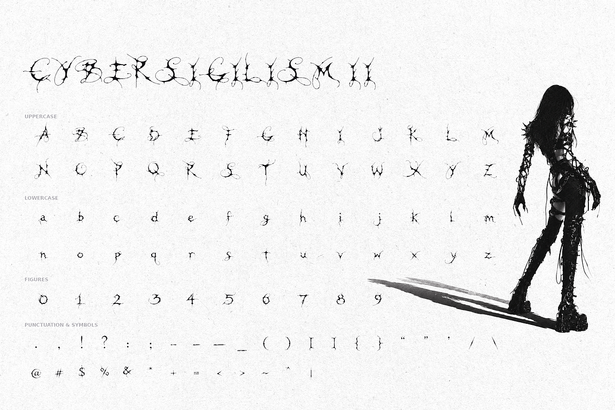 Cybersigilism Fonts, a Blackletter Font by Lilithcollageart (Photo 10 of 11)