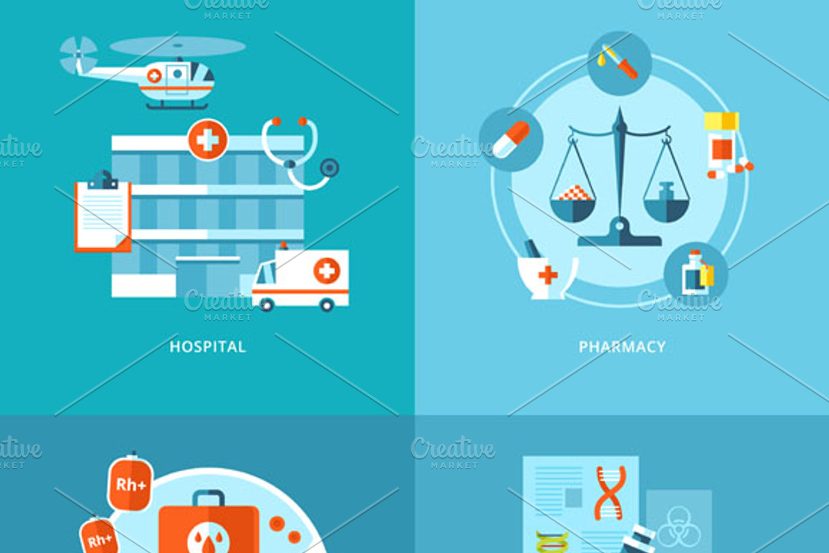 Flat Medical Icons Concepts, an Object Graphic by painterr