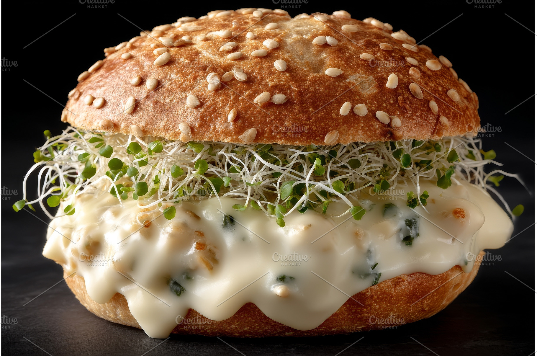 Closed sandwich in a bun filled with, a Food & Drink Photo by ZinetroN