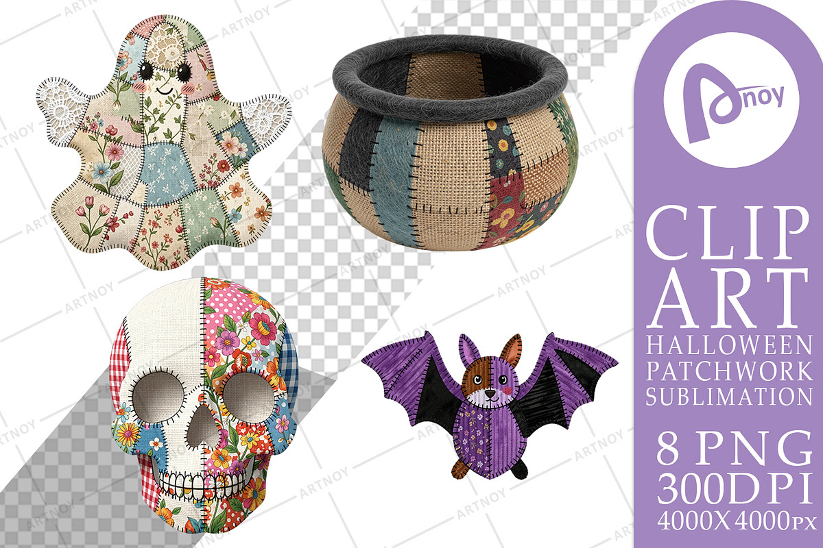 Halloween Patchwork Sublimation, a Seasonal Illustration by Artnoy (Photo 8 of 18)