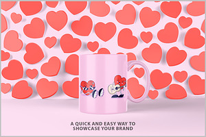 Mug With Heart Background Mockup PSD