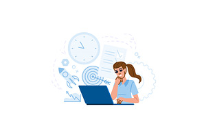 Project manager working on laptop, a Person Illustration by pikepicture