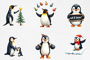 Watercolor Christmas Penguin Bundle, an Illustration by CrexoraLab (Thumbnail 2 of 5)