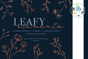 25 Illustrated Leafy Elements