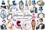Halloween Skeletons Wedding Clipart, a Graphic by CitraGraphics (Thumbnail 1 of 4)