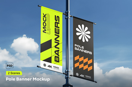 Pole Banner Mockup, an Advertising Mockup by megostudio3