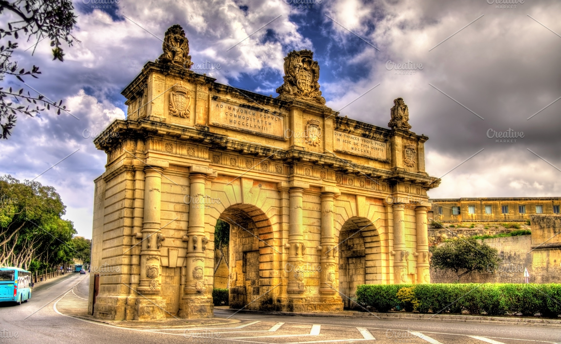 Porte des Bombes, a gate in Valletta, an Architecture Photo by Leonid Andronov