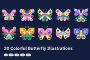 20 Colorful Butterfly Illustrations, an Animal Illustration by crafty (Thumbnail 2 of 3)