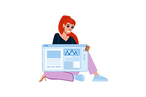 Smiling woman showing website or, a Technology Illustration by pikepicture