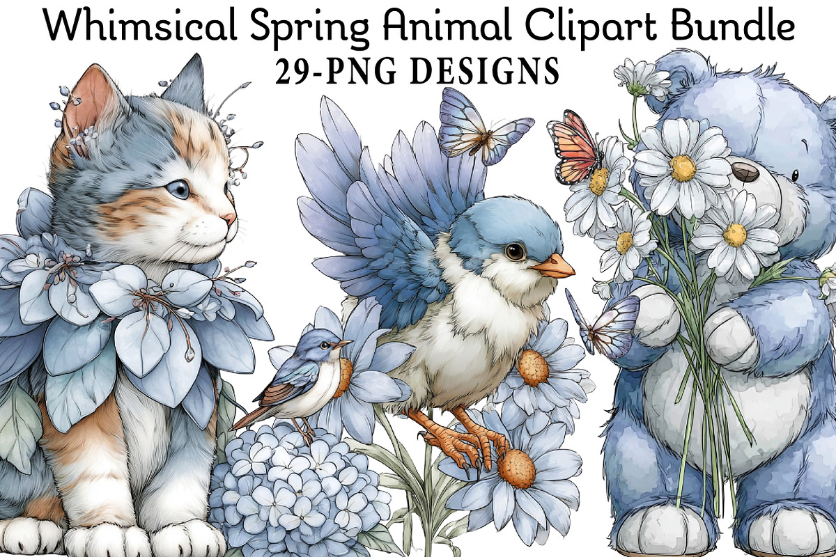 Whimsical Spring Animal Clipart Bund, an Illustration by Daily.Designs (Photo 1 of 7)
