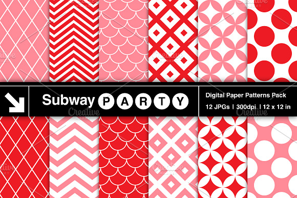 Pink & Red Retro Geometric Papers preview 2