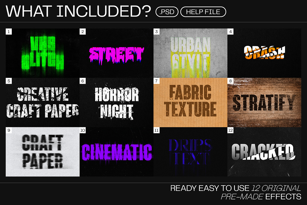 12 Text Effect Templates, a Layer Style Add-On by iDoodle Studio