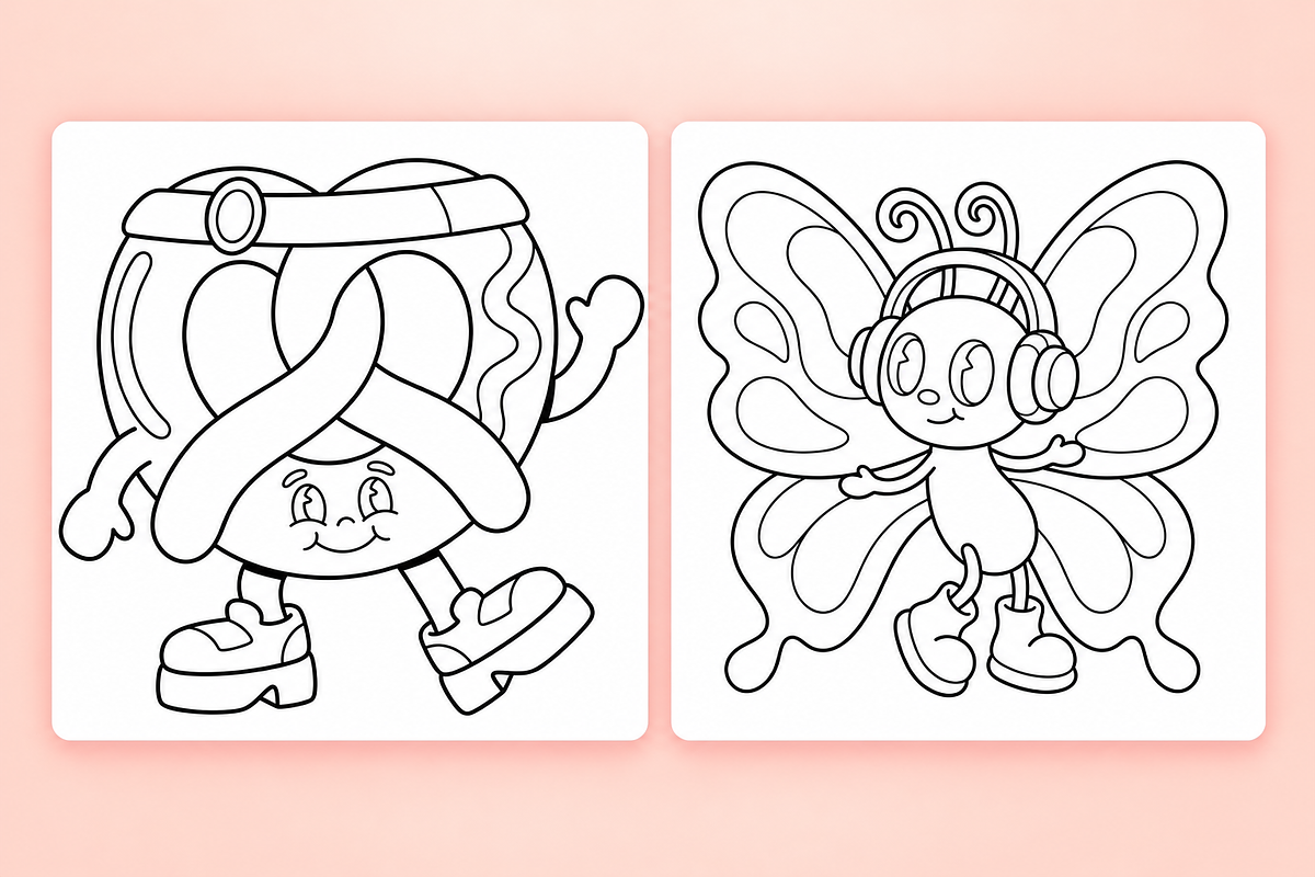 Groovy Fun Coloring Pages, an Object Illustration by Inkivelle Studio (Photo 2 of 3)