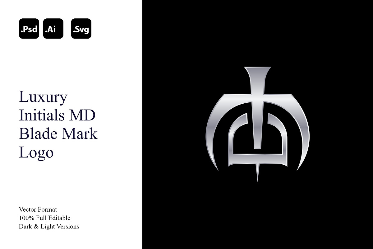 Luxury Initials MD Blade Mark Logo, a Branding & Logo Template by Luxury Logos (Photo 1 of 4)