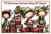 Christmas Cartoon Funny Elf Clipart, an Illustration by cherrydesign (Thumbnail 1 of 3)