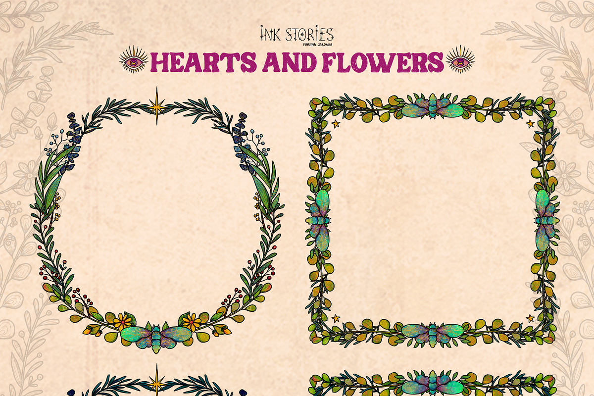 Hearts and Flowers Boho Vintage Set, a Decorative Illustration by Ink Stories (Photo 17 of 24)