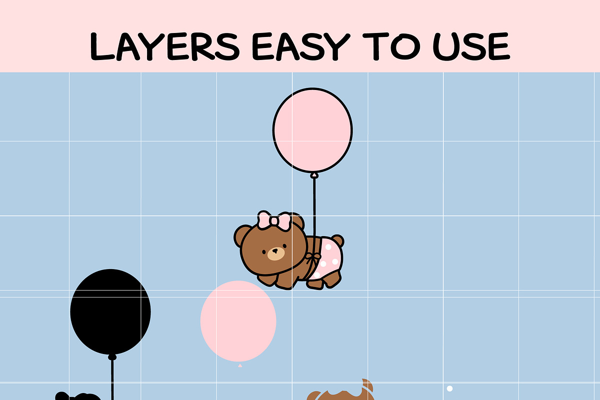 Cute Baby Bear with Balloon SVG, an Illustration by TheHitShop (Photo 6 of 7)