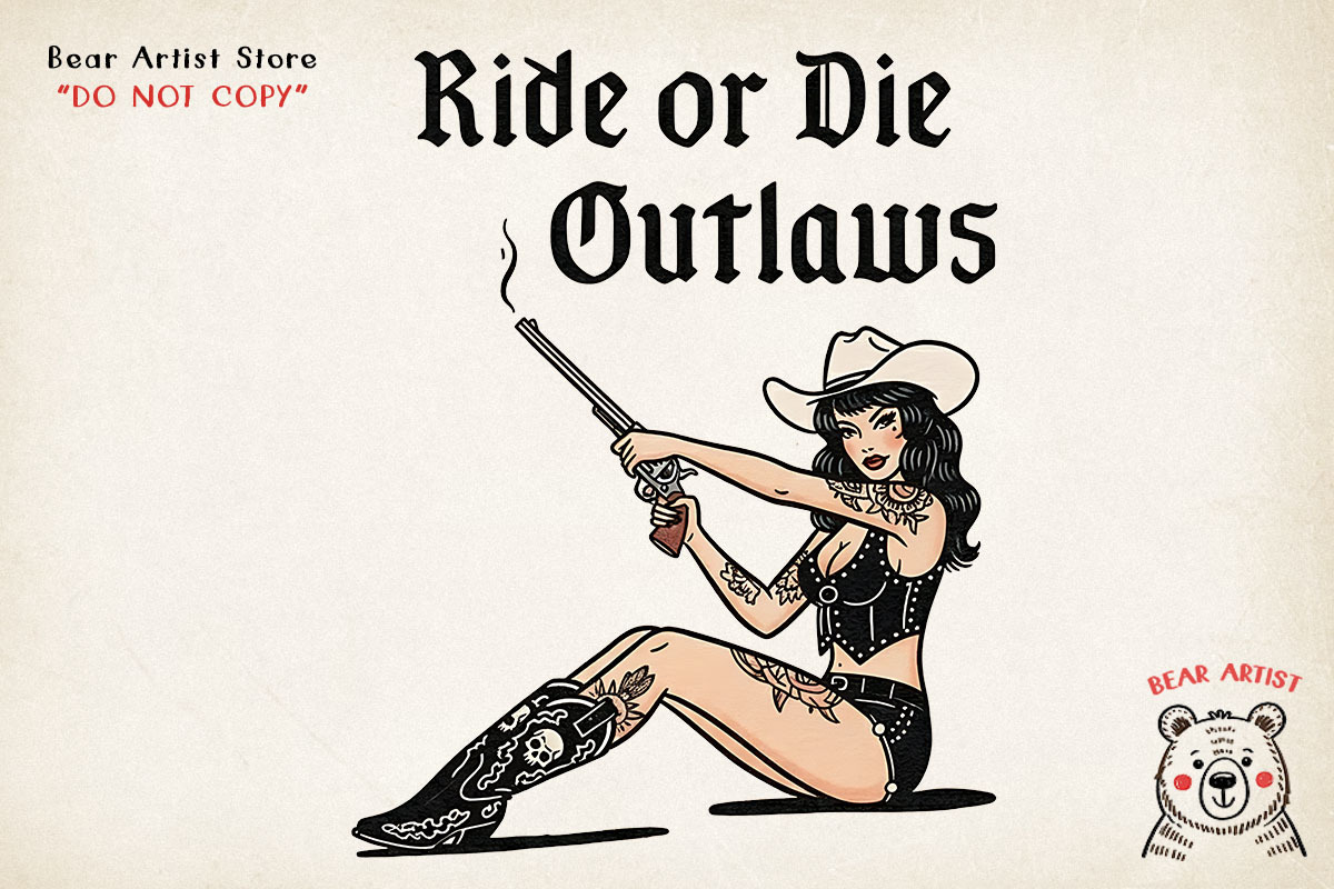 Retro Pin-Up Cowgirl Clipart Bundle, a Graphic by GlitterCraft (Photo 49 of 61)
