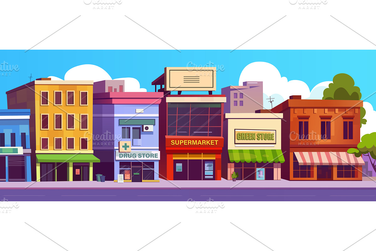 Street Landscape Illustration, a Texture Illustration by alexdndz