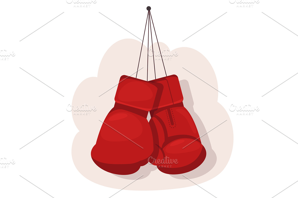Red boxing gloves hang on wall, a Sport Illustration by Vectorbuum