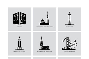 99 World Landmarks Illustration