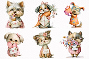 Whimsical Funny Spring Dogs Clipart, an Illustration by DreamArtGraphic (Thumbnail 2 of 8)