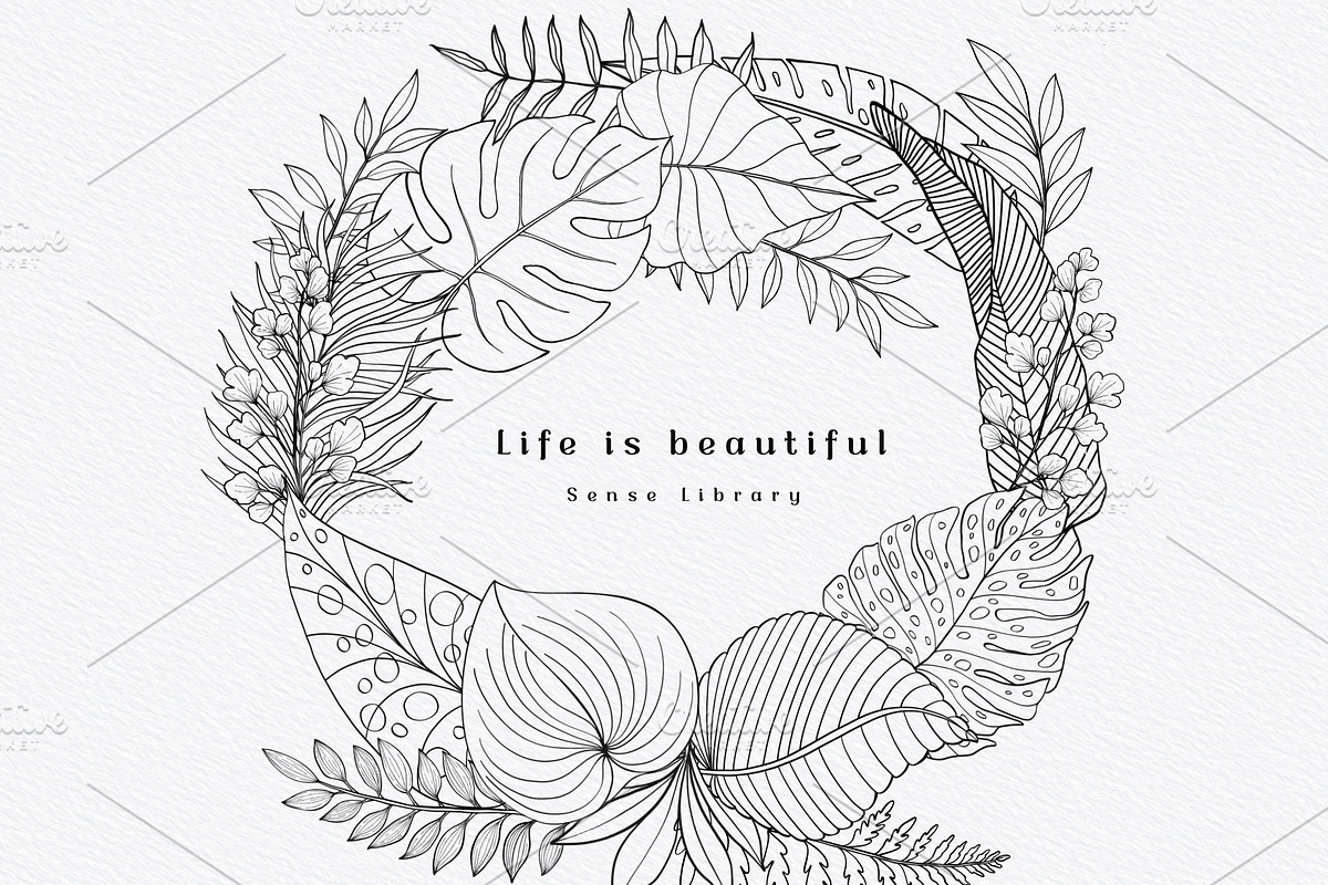 “Charm” Tropical Leaves Lineart, an Illustration by Sense Library (Photo 13 of 23)
