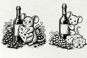 Mouse Wine and Cheese Graphics, a Decorative Illustration by DENIDigitalArtSudio (Thumbnail 3 of 5)