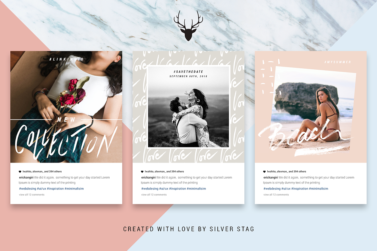 Rose Gold ANIMATED Instagram Posts, a Social Media Template by SilverStag Type Foundry (Photo 9 of 15)