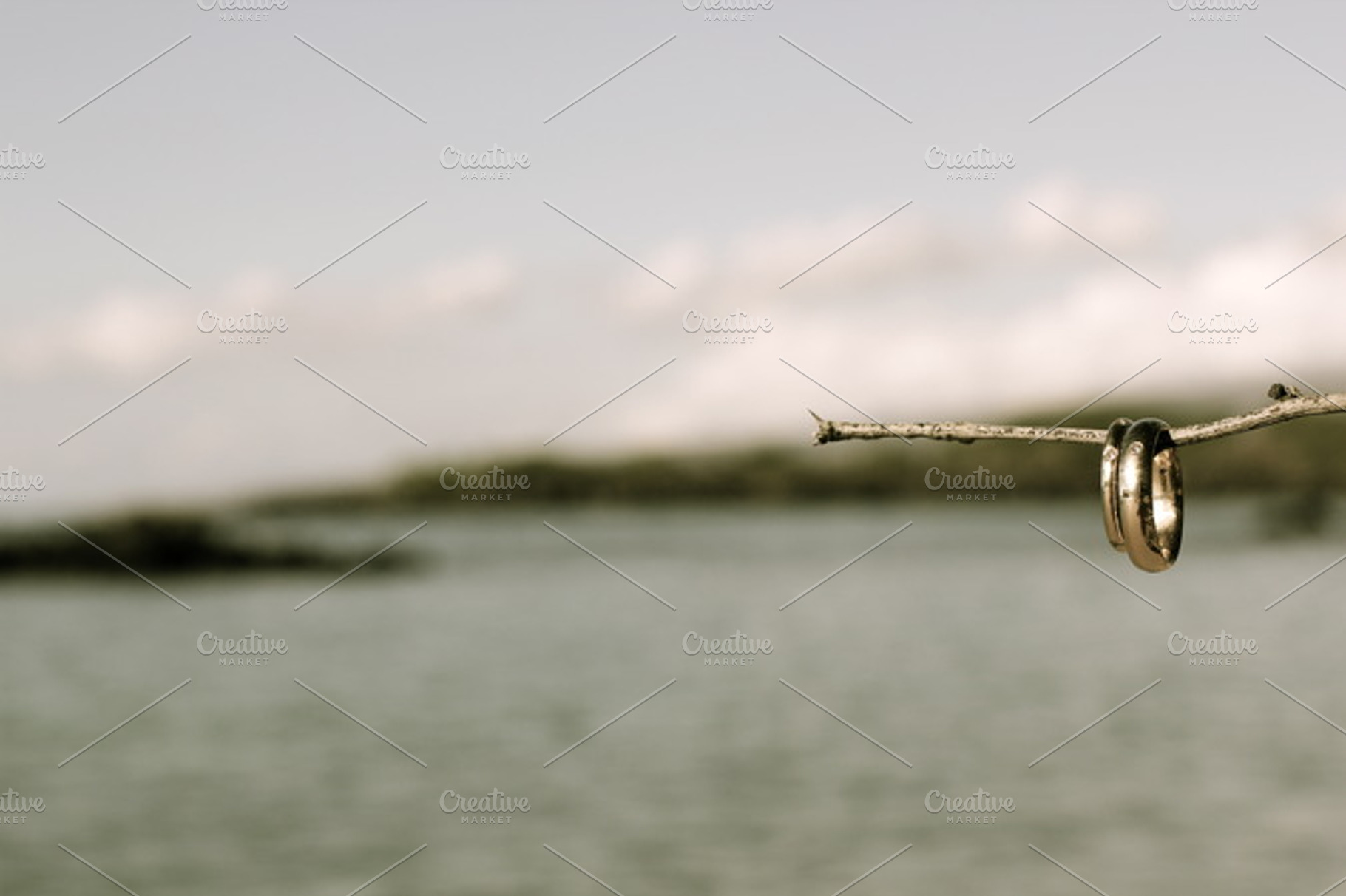Wedding Rings Over the Ocean