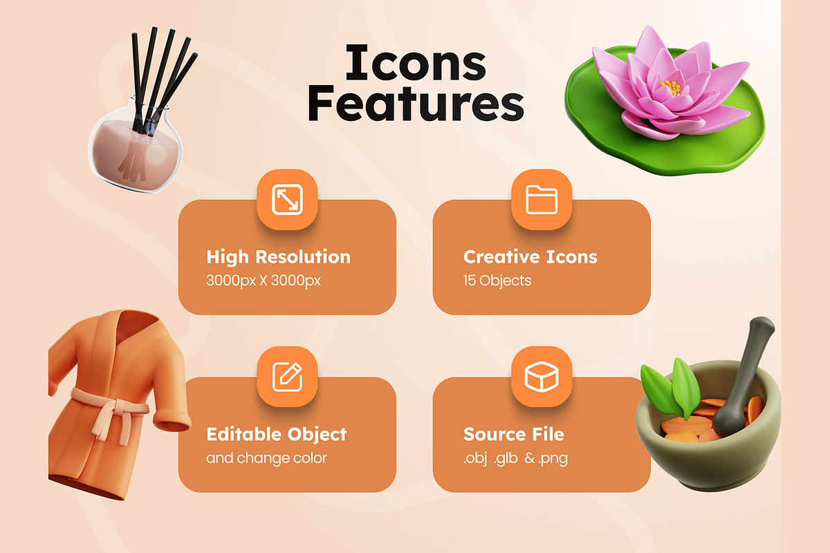 Beauty Spa 3D Icons, an Object 3D Model by Rakata Studio (Photo 2 of 7)