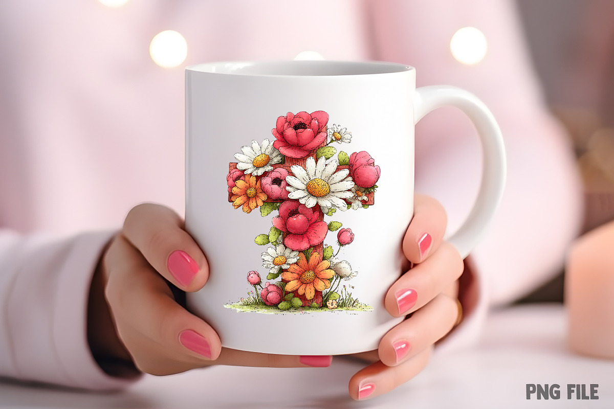 Floral Easter Cross Clipart Png, an Illustration by Craft Nest (Photo 7 of 9)