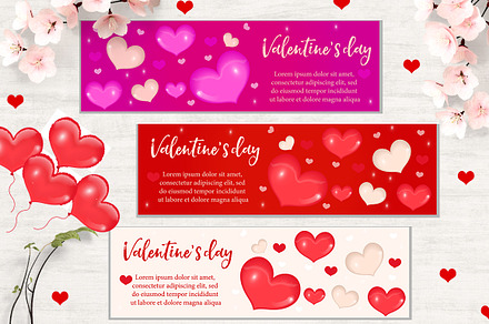 Valentine's day banner set, a Poster Template by Lucia Fox