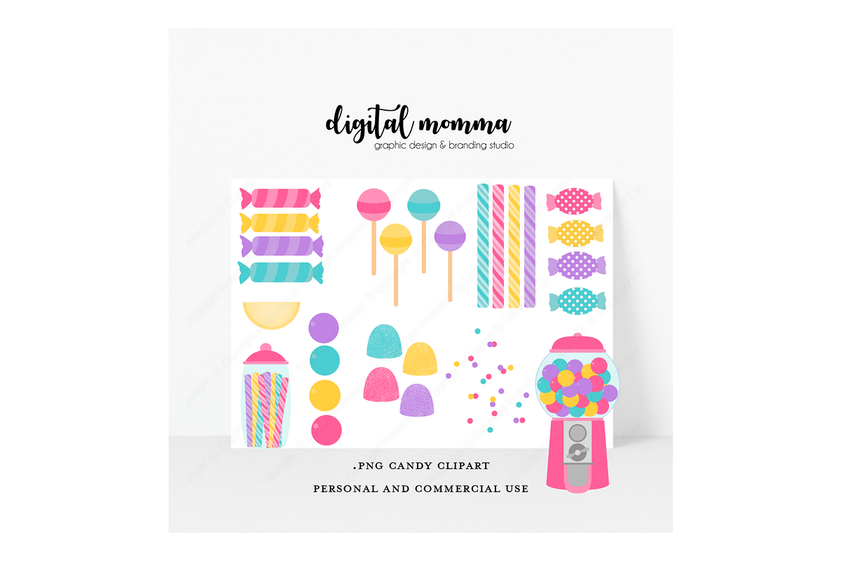 Candy, Gumball Machine Clipart, an Illustration by Digital Momma