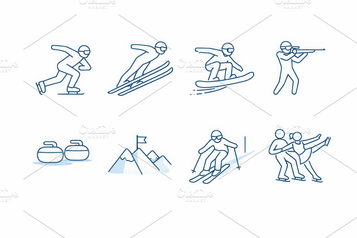 Winter sport competition icons featu, an Illustration by Dvoevnore photos