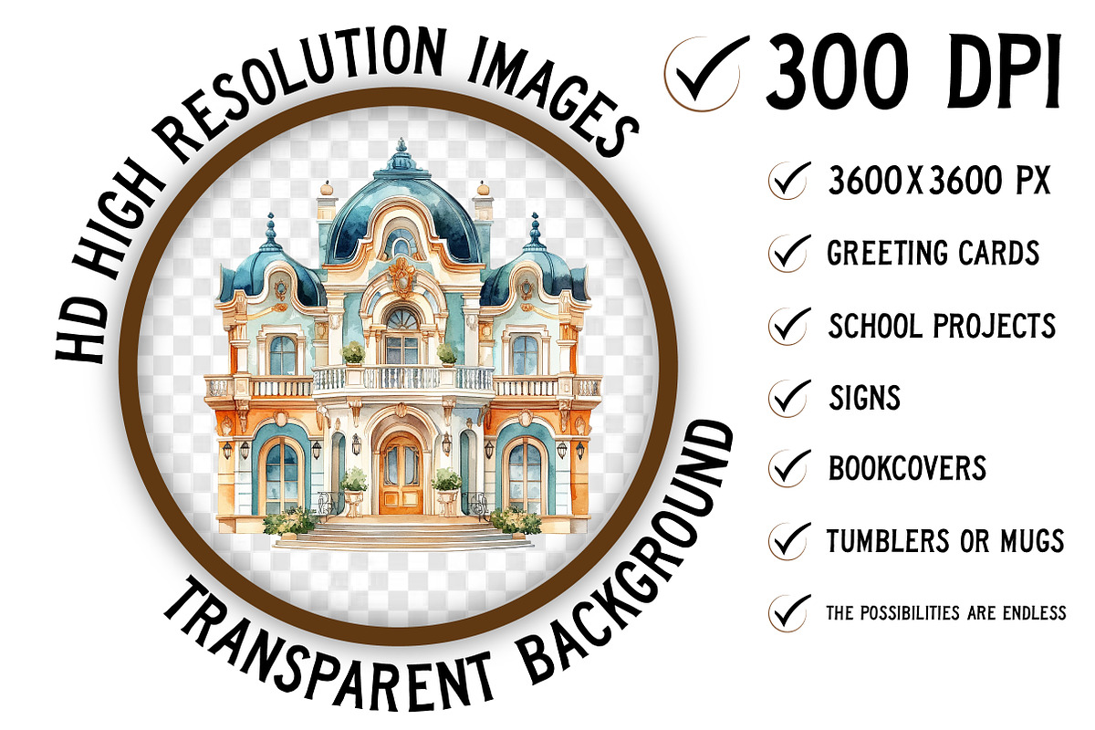 Museum Watercolor Clipart, an Illustration by Craft Nest (Photo 2 of 8)