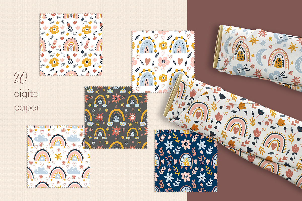 Boho collection. Rainbows and flower, a Graphic by rinaletters (Photo 7 of 12)