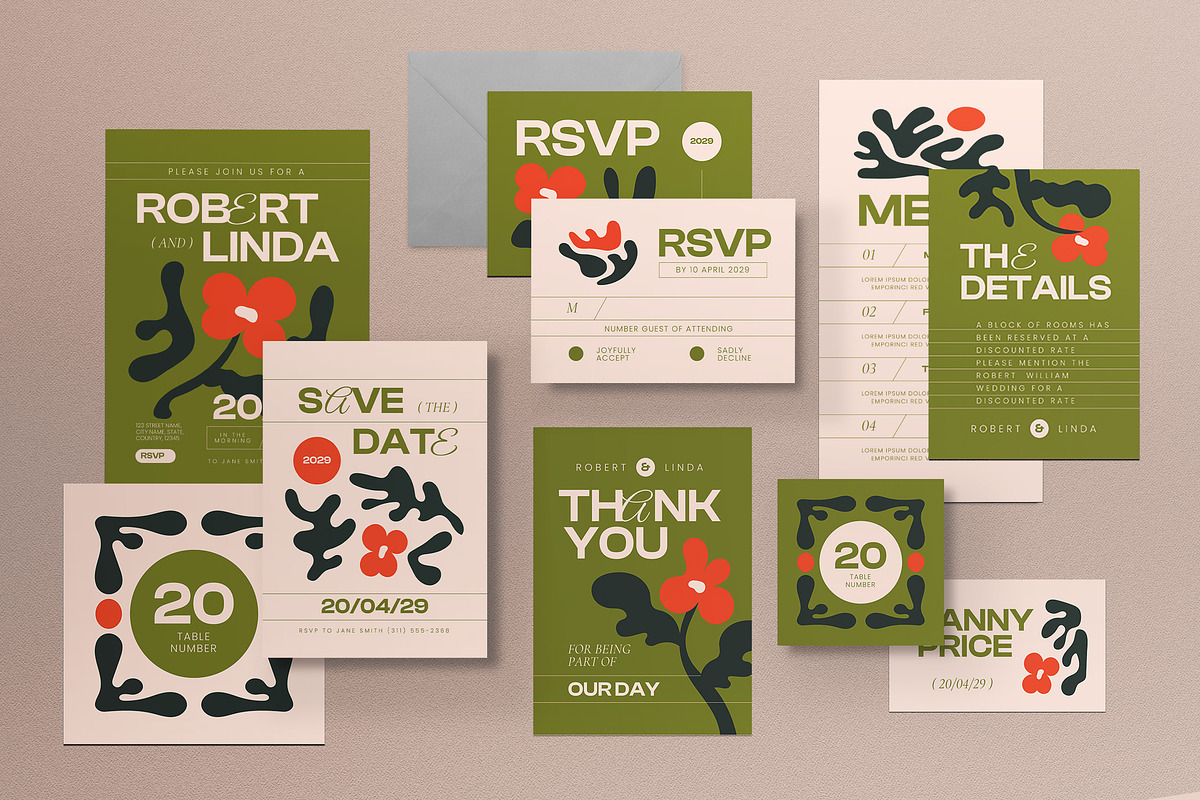 Minimal Modern Wedding Invitation, an Invitation Template by graphicook (Photo 1 of 3)