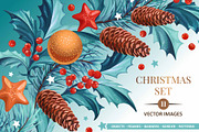 Christmas Set 1, a Background Graphic by Yulia Ogneva (Thumbnail 1 of 7)
