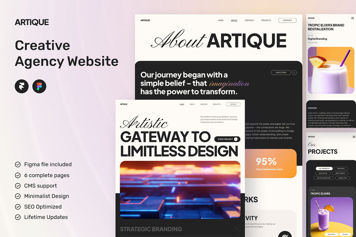 Artique - Creative Agency Framer, a Websites & App Template by peterdraw (Photo 1 of 5)