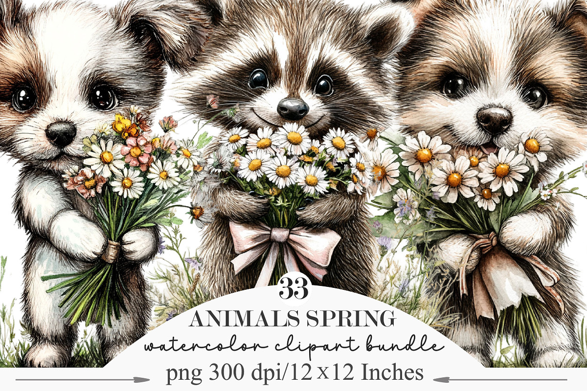 Whimsical Animals Spring Clipart, an Illustration by Designking (Photo 1 of 5)