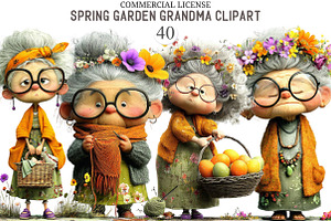 Whimsical Spring Garden Grandma Clip, an Illustration by designcity5