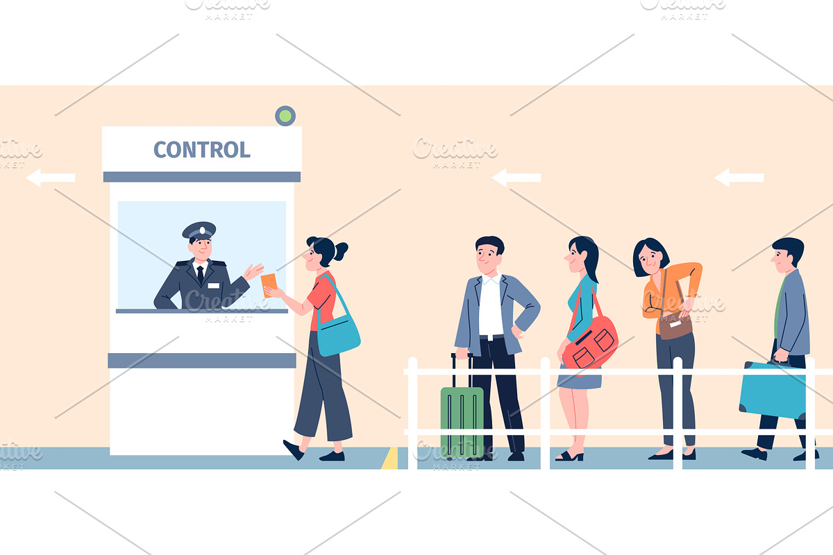 Passport control. Tourist with, a Transportation Illustration by LadadikArt