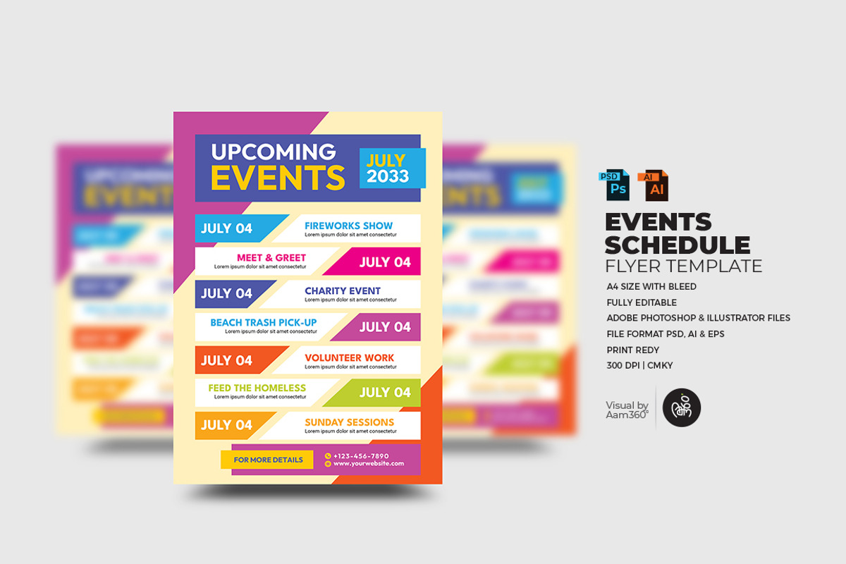 Events Schedule Flyer Template, a Flyer Template by Aam360