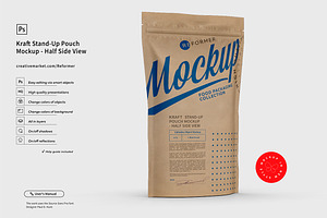 Kraft Paper Stand-Up Pouch Mockup