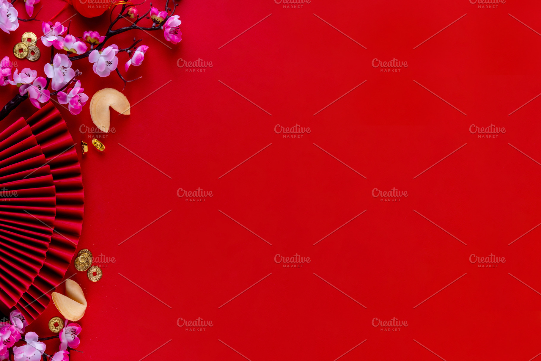 Bright vibrant gold and red Chinese New Year background, a Holiday Photo by Rimma